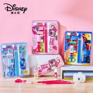 Disney Stitch Stationery Set Pencil scissors eraser pencil case SpiderMan Lotso student School Supplies Kids Stationery