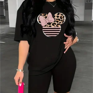 Women's Casual Sports Short Sleeve Cartoon Print T Shirts Girl Loose Workout Top