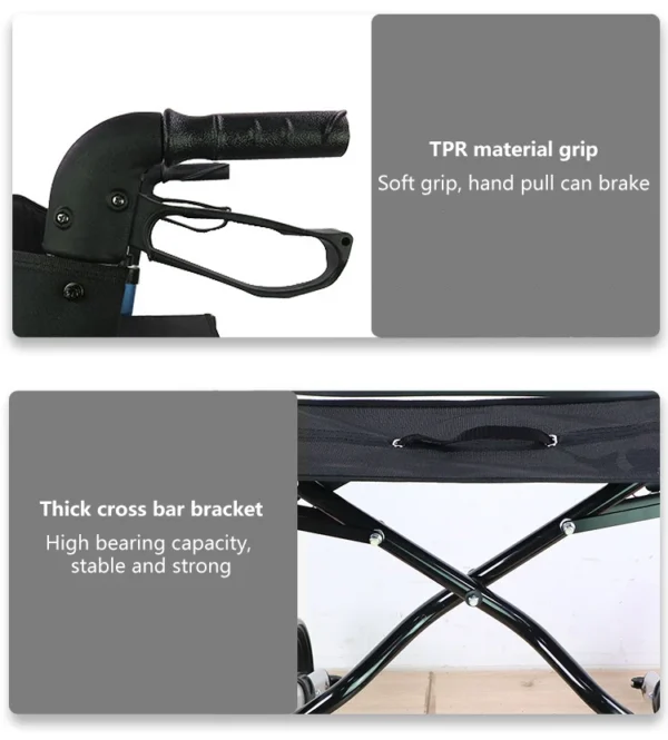 Rollstuhl Elderly Folding Aluminum Walker Rollator with Seat Folding Rollator Walker Rehabilitation Equipment for Patient Adult - Image 5