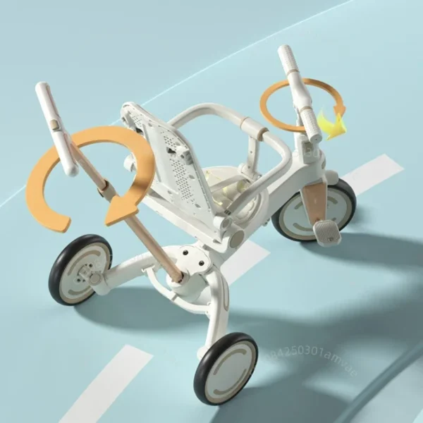 Lightweight Three-wheel Baby Stroller Adjustable Push Bar Foldable Three-wheel Baby Stroller Multi-functional Children's Bicycle - Image 4