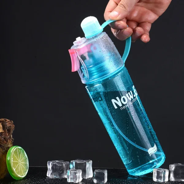 600ml Spray Cold Water Bottle Sublimation Mist Water Bottle Reusable Gym Sports Plastic Bottle with Spray Summer - Image 3