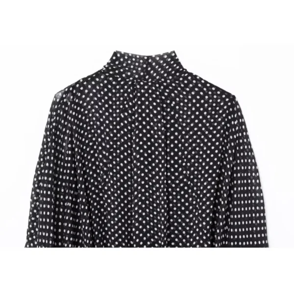 Women Cape Blouse With Tie Detail Spring Casual V Neck Women's Blouse Lightweight Lady Top Long Sleeve Female Shirts & Blousers - Image 4
