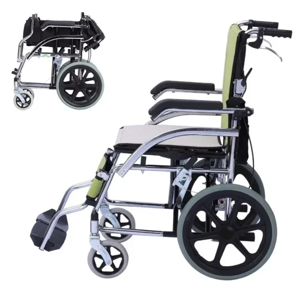 Wheelchair with pedals Folding lightweight elderly disabled trolley for the elderly Small light portable travel stroller - Image 2