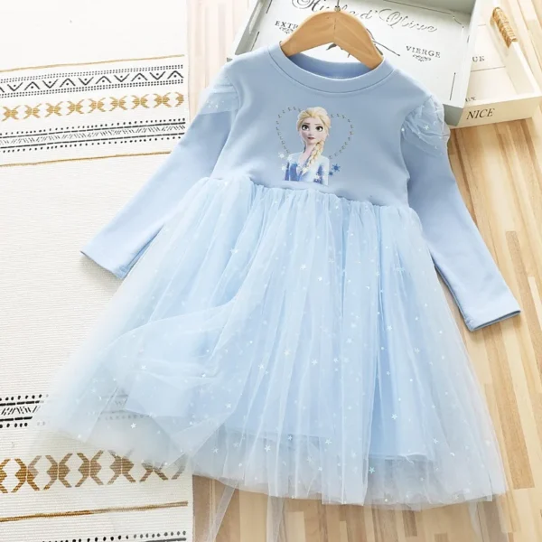 2024 New Princess Dress Girls Dress Long-sleeved For Children's Party Clothes Elsa Frozen Dress Spring Autumn Kids Dress 2-9Y - Image 2