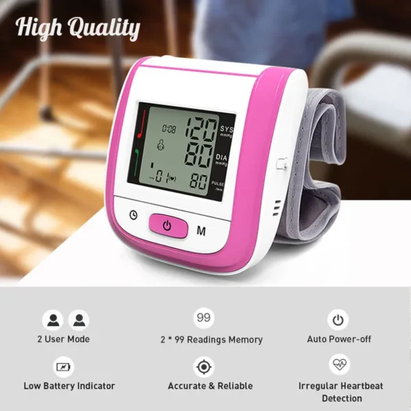 JianYouCare Medical Digital LCD Wrist Automatic Blood Pressure Monitor sphygmomanometer PR Heart Beat Rate Pulse Mete Tonometer - Image 3