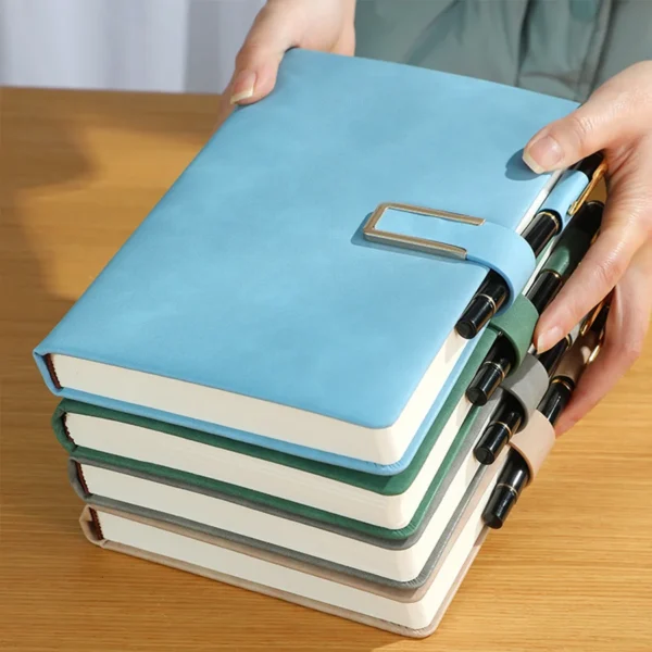 Vintage A5 leather notebook with personalized soft cover - perfect for business meetings and college life - Image 3