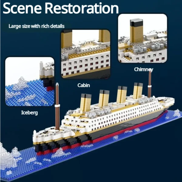 Titanic Micro Mini Building Blocks Assembly Toy Cruise Ship Brick Model DIY Toys Boat Kids Kit Educational Toy Gift - Image 4