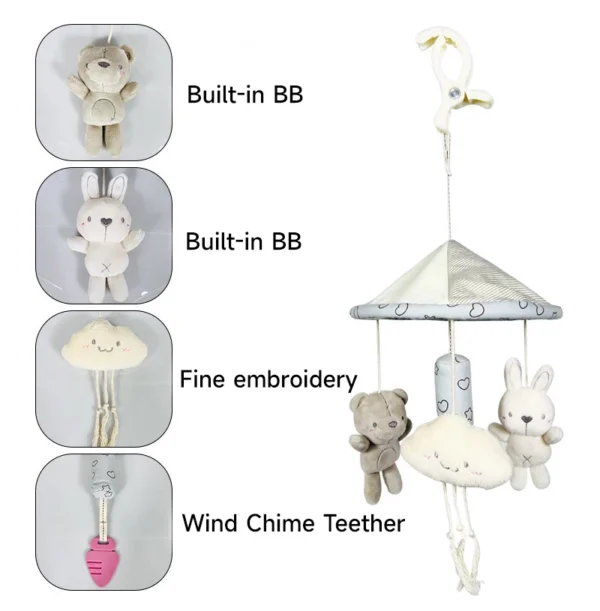 New Baby Plush Stroller Toys Hanging Rattles Sensory Learning Toy Baby Rattles Mobiles Animal Educational Baby Toys 0-12 Months - Image 6