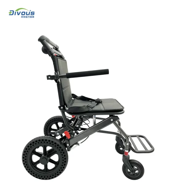 New Product Aluminium Alloy Foldable Ultralight Travel Manual Wheelchair For Airplane Airport Disable Elderly Trolly - Image 5
