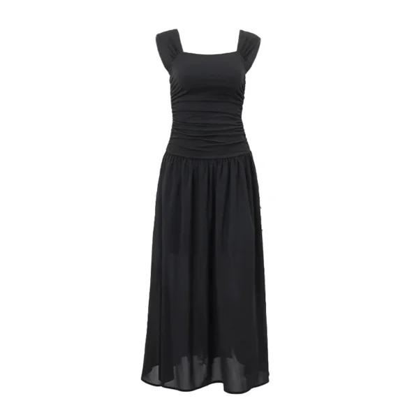 WhereMery Elegant Slip Long Dresses Sexy Women Ruched Bodycon Solid Maxi Dress Spring Y2K Summer Temperament High-waist Vestidos - Image 2