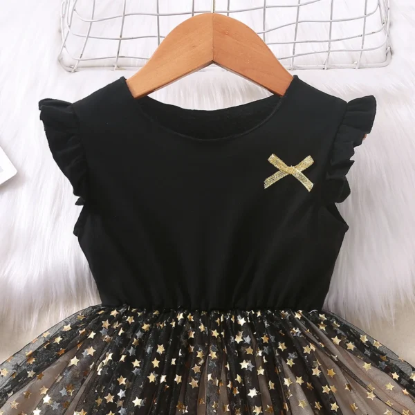Girl's Sleeveless Dress Fashion Thin Children's Starry Sky Sequin Mesh Dress Spring Summer Kid's Clothing Flower Girl Dresses - Image 3