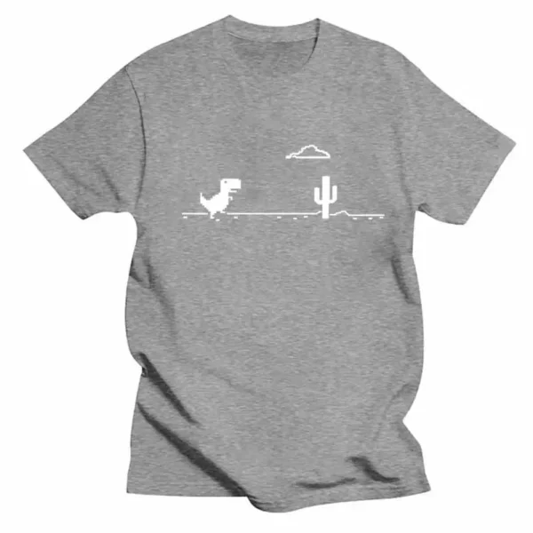 Mosaic Game Cactus Little Dinosaur Prints Men T-Shirts Creativity Street Funny Short Sleeve Casual All-math Mans Clothing - Image 6