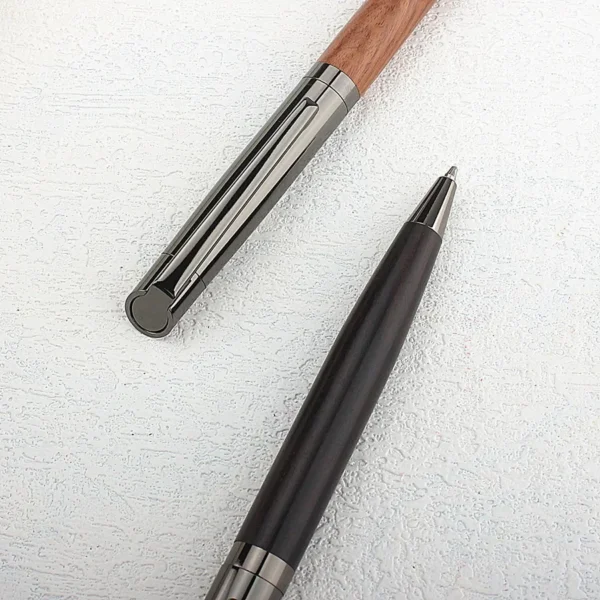 Premium Metal Ballpoint Pen with Wood Barrel for Smooth Writing Experience and High-End Design-Blue Ink-Office-With Pen BAG - Image 4