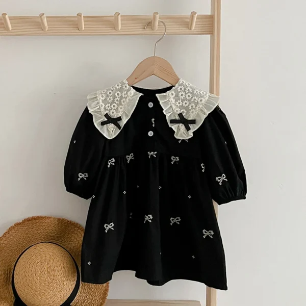 Autumn 0-6Yrs Girls Princess Dress Baby Girl Clothes Clothes Butterfly Collar Baby Girl One Piece Clothes Embroidery Kids Dress - Image 2
