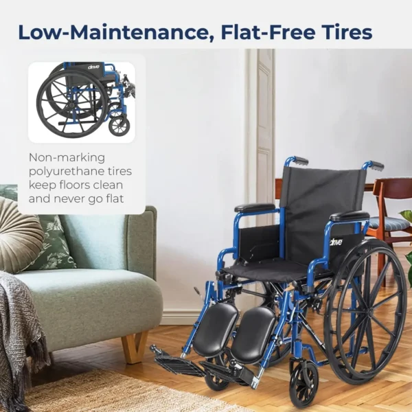 Drive Medical Blue Streak Wheelchair with Flip Back Desk Arms, Elevating Leg Rests 16 Inch Seat - Image 6