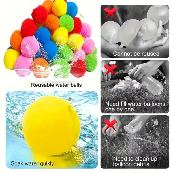 Fun Reusable Water Balls, Reusable Water Balloons For Outdoor Toys And Games, Water Toys, Summer Toy Balls For Pool And Backyard - Image 3