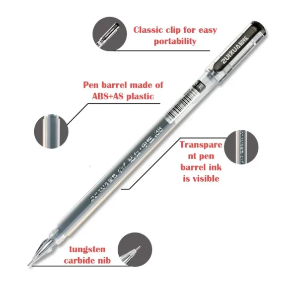 6 Pcs/Set 0.38mm Large-capacity Ink Diamond Tip Gel Pen Black/Blue/Red Refill Exam Signing Writing School Office Supplies - Image 4
