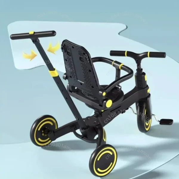 Lightweight Three-wheel Baby Stroller Adjustable Push Bar Foldable Three-wheel Baby Stroller Multi-functional Children's Bicycle - Image 5
