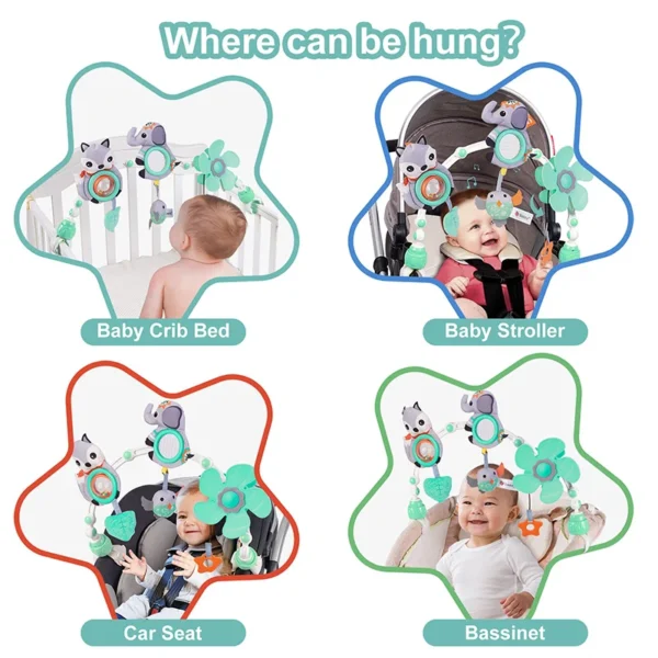 Baby Stroller Arch Toy Baby Crib Mobile Musical Animal Foldable Travel Car Seat Activity Bouncers Pram for Newborn Sensory Toy - Image 5