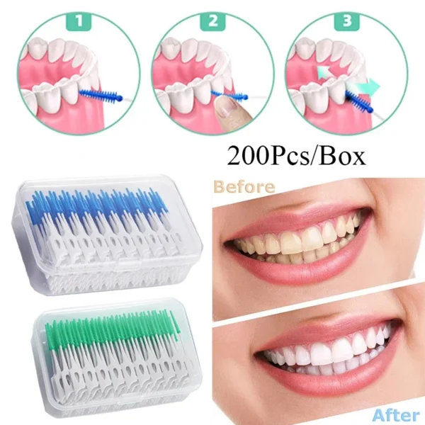 150/200pcs Interdental Silicone Brushes Dental Toothpicks Brush Between Teeth Silicone Toothpicks With Thread Oral Cleaning Tool - Image 2