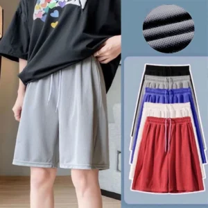 Women's Summer Casual Shorts Drawstring Solid Color Short Pants Female Loose Straight Jogging Outdoor Streetwear Mesh shorts