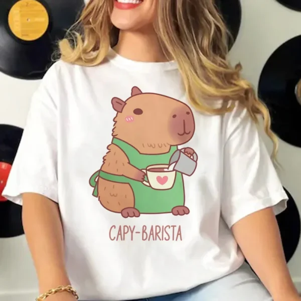 Capybara T-shirts Women Manga Graphic Tee Harajuku Top Female Japanese Manga Designer Clothing - Image 5