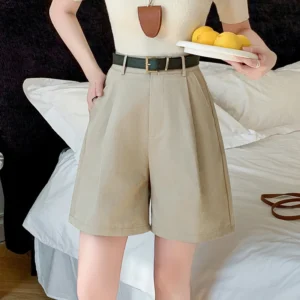 Casual Shorts Women 2025 Spring Summer New Fashion Draped High Waist Wide-leg Shorts Female Retro Loose Shorts