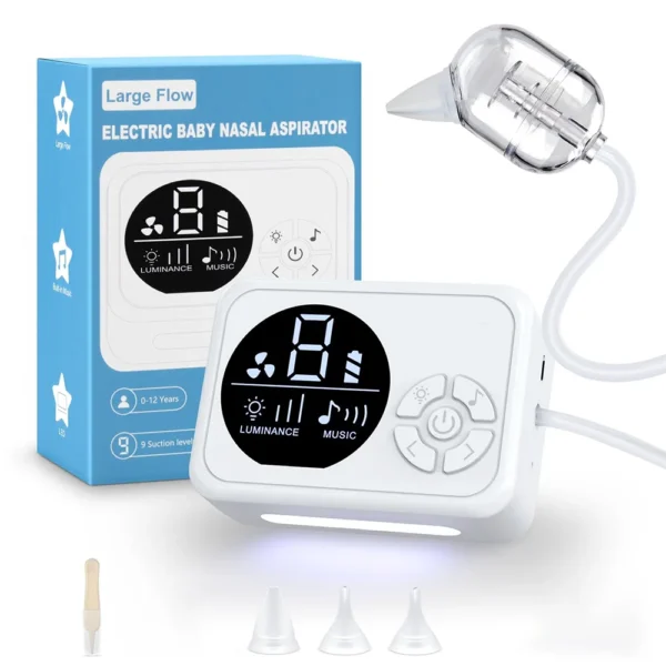 Baby Nasal Aspirator Electric Nose Cleaner with Built-In Music & Night Light Rechargeable Nose Booger Sucker for Infants Babies - Image 6