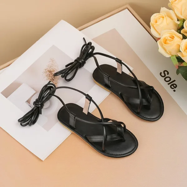 New Girls Shoes Black Cross Strap Roman Sandals Summer Soft Sole Comfort Kid's Princess Shoes Flat Sandals Casual Flip Flop 3 - Image 3
