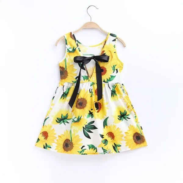 2025 Summer Girls Print Binding Rope Dress For 1-6Years Kids Cotton Sleeveless Sundress Baby Beach Above Knee Mini Casual Dress - Image 5