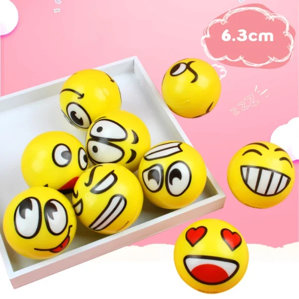 6Pcs/lot 6cm Smile Face Foam Ball Squeeze Stress Ball Outdoor Sports Relief Toy Hand Wrist Exercise PU Toy Balls For Children - Image 6