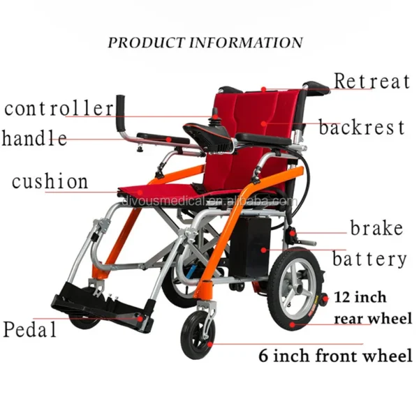 Free Shipping Lightweight Folding Aluminium Electric Mobility Wheelchair for the Elderly - Image 5