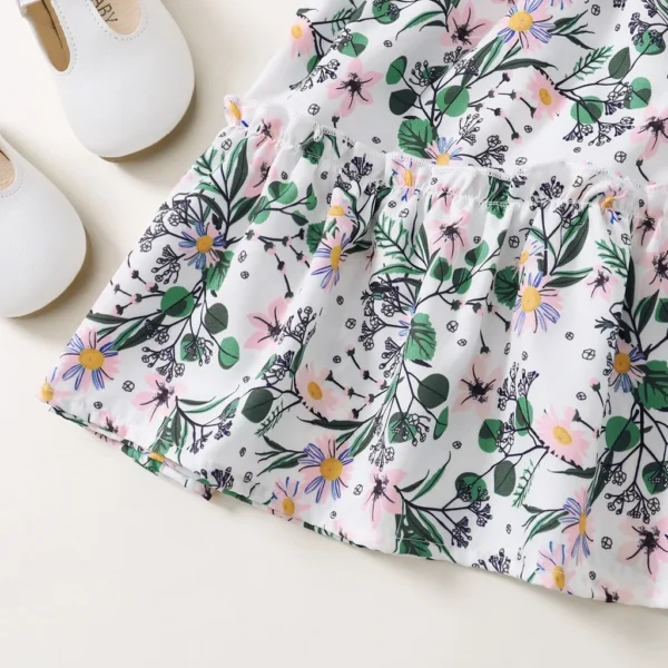 1-6 Years Kids Baby Girl Daily Dress Flowers Print Sleeveless Retro Style Lovely A- Line Summer Children Holiday Party Dresses - Image 3