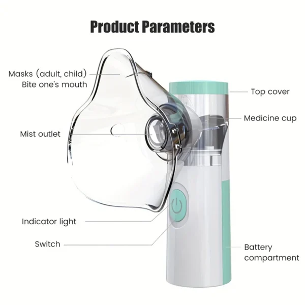 medical equipment Mini Handheld portable Nebulizer silent Ultrasonicinalador nebulizador portátil kids inhaler aerosol atomizer - Image 2