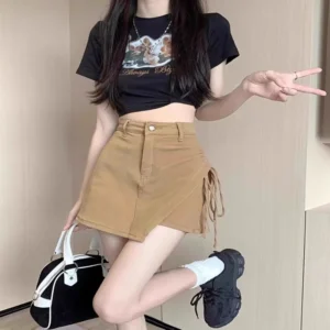New Sexy High-waisted Slimming Bodycon Denim For Women Short Length Petite Letter Skirt Style Sensibility