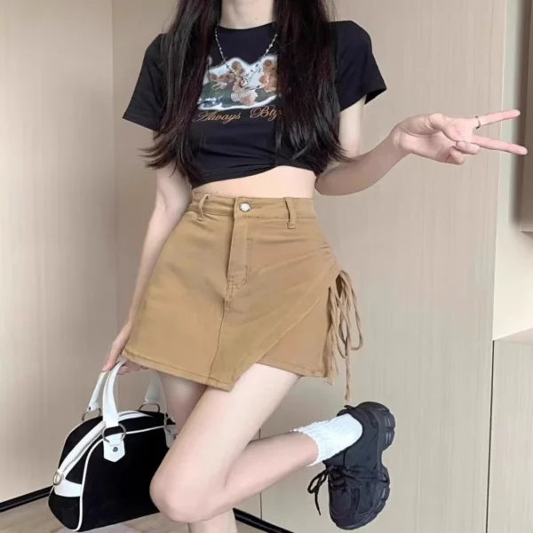New Sexy High-waisted Slimming Bodycon Denim For Women Short Length Petite Letter Skirt Style Sensibility