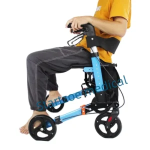 Four-legged Walking Assist Rollator Walker Aluminum Alloy Folding Pulley Training Mobility Aid Small Wheelchair Walkers Rollato
