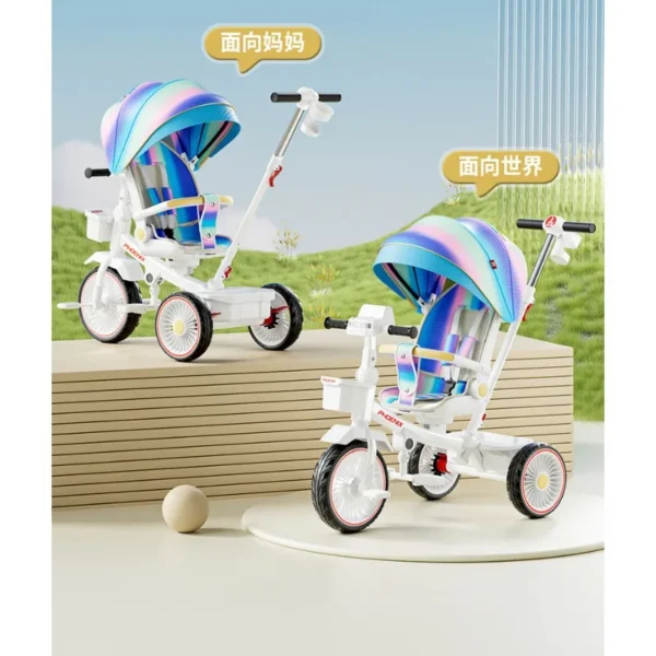 Children's tricycle, bicycle, baby slide artifact, folding, lying, sitting, baby stroller for 3 years old, 1-6 years old - Image 5