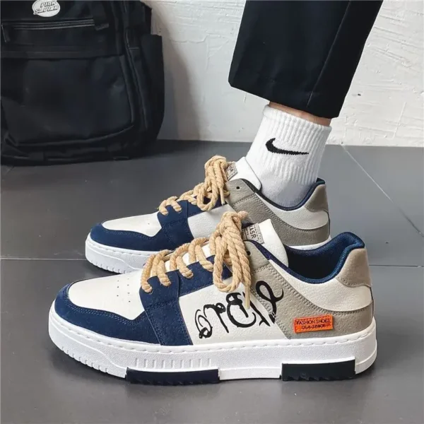Men's Sporty Casual Shoes Spring Summer Trendy All-Match Student Slip-On Synthetics Leather Patchwork Chinese Brand Footwear - Image 2