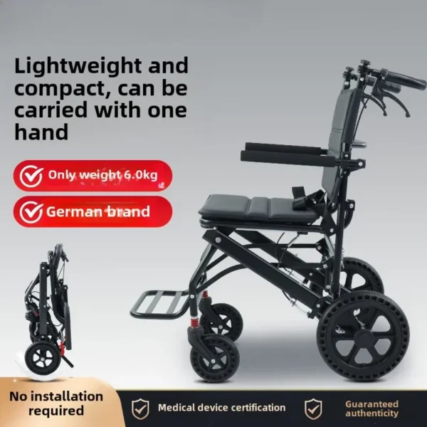 Wheelchair Light Folding Old Man Special Travel Portable Simple Cybers - Image 2