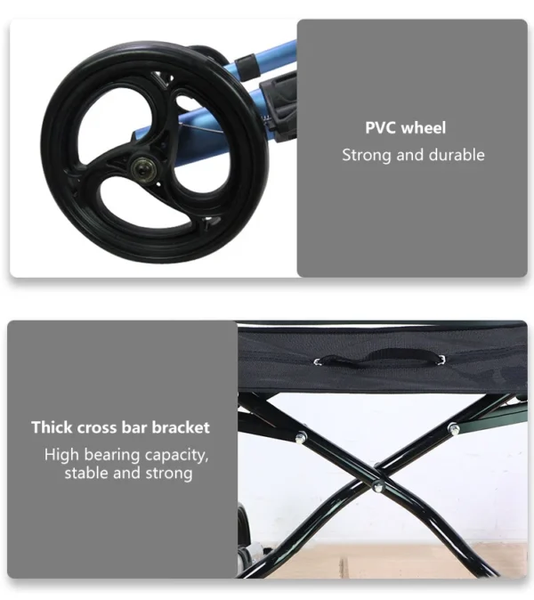 Rollstuhl Elderly Folding Aluminum Walker Rollator with Seat Folding Rollator Walker Rehabilitation Equipment for Patient Adult - Image 6