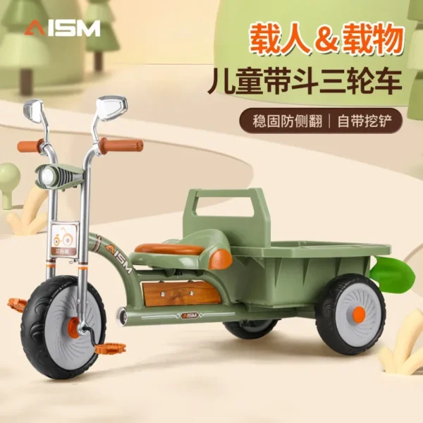 Children's Tricycle with Rear Bucket Large Bucket 2-7-year-old Baby Bicycles Double Stroller Toys - Image 2
