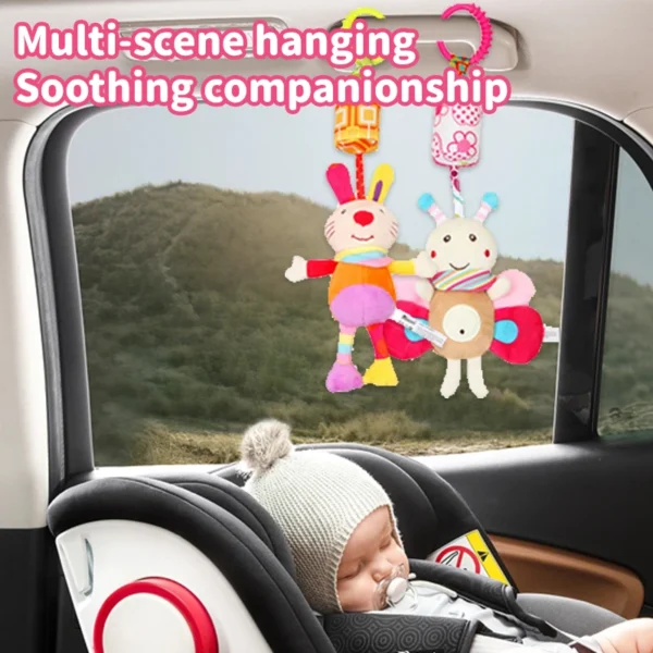 Adorable Cartoon Animal Pendant Toys Newborns Stroller Plush Toys Car Seat Plush Soft Animal Bells Toys Stroller Pendant Gifts - Image 3