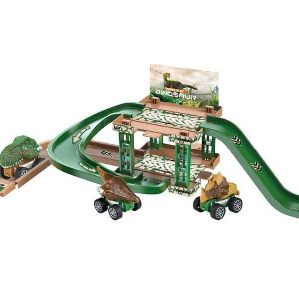 Children's track parking lot toys multi-storey car parking building fire police engineering dinosaur car toys - Image 2