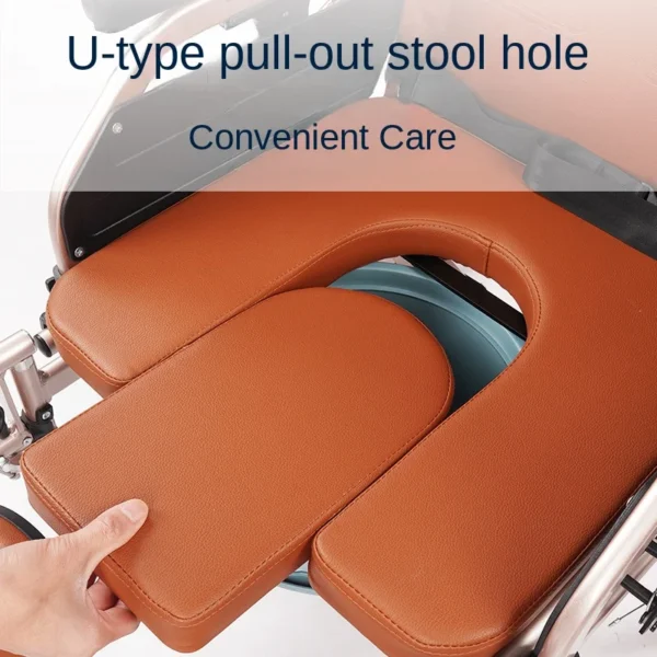 Wheelchair for the elderly folding light can lie down wide seat 47cm Urinary tract can bathe disabled the elderly hand-pushed - Image 5