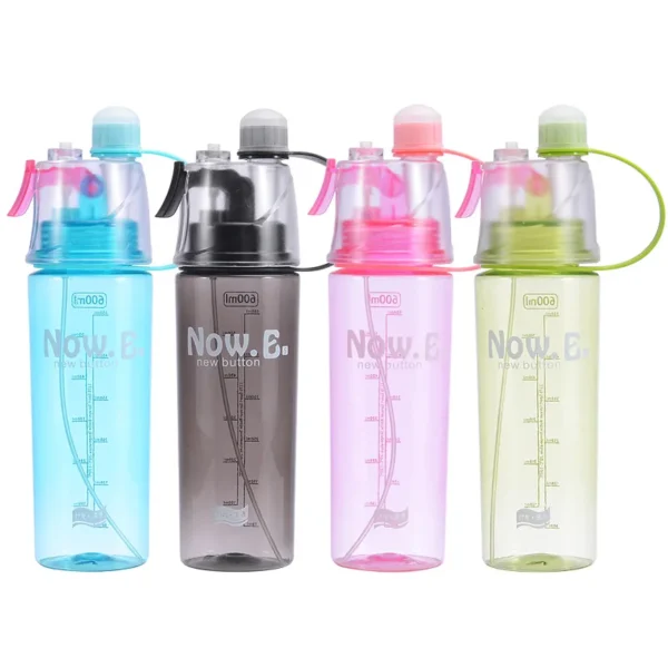 600ml Spray Cold Water Bottle Sublimation Mist Water Bottle Reusable Gym Sports Plastic Bottle with Spray Summer - Image 6