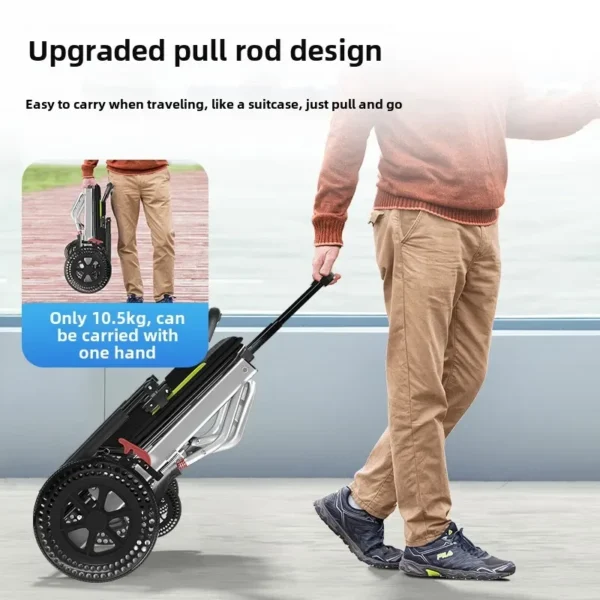 Wheelchair ultra -light can fold the elderly with disabilities for small portable portables to get on the plane hand cart - Image 4