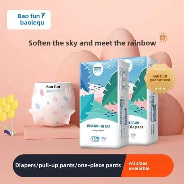 Ultra-Thin Breathable Baby Diapers Disposable Pull-Up Pants 100 Pieces Boys And Girls Suitable Summer Baby Care Products - Image 2