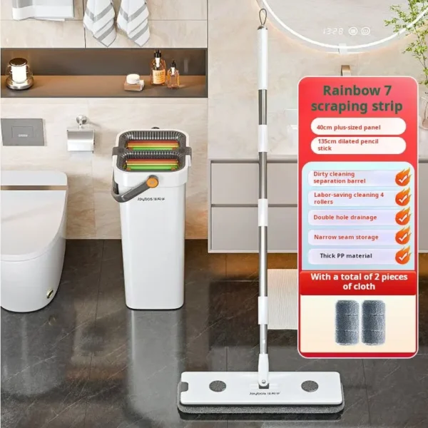 Hand Free Flat Floor 40cm Big Mop And Bucket Set Microfiber 360 Rotating Self Wringing Mop With Bucket Hand Free Lazy Cleaning - Image 6
