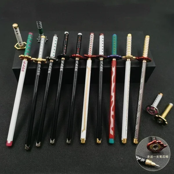 17 Styles Japan Anime Demon Model Gel Pen 0.5mm Black Refill Cosplay Prop Kid Student Gift SlayerWeapon Sword - Image 6
